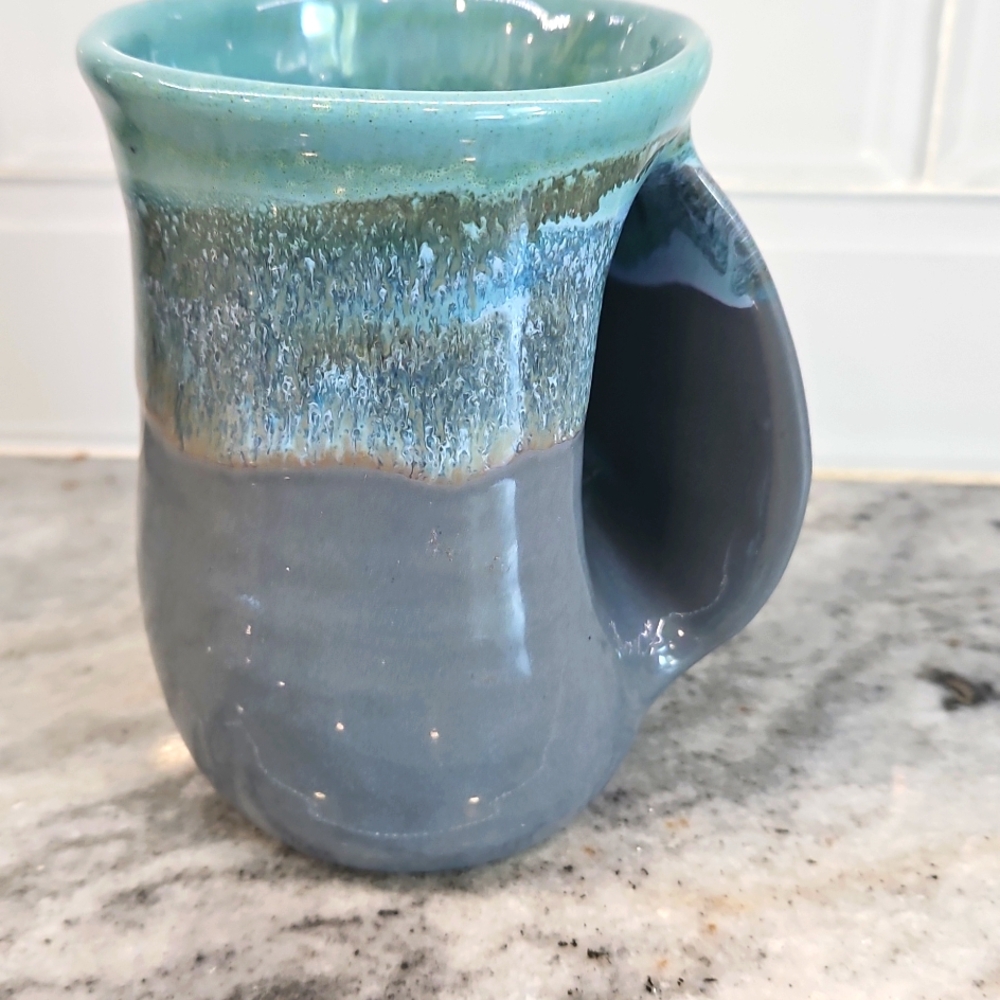 Neher Clay in Motion Blur Creek Pottery Hand Warmer Mug